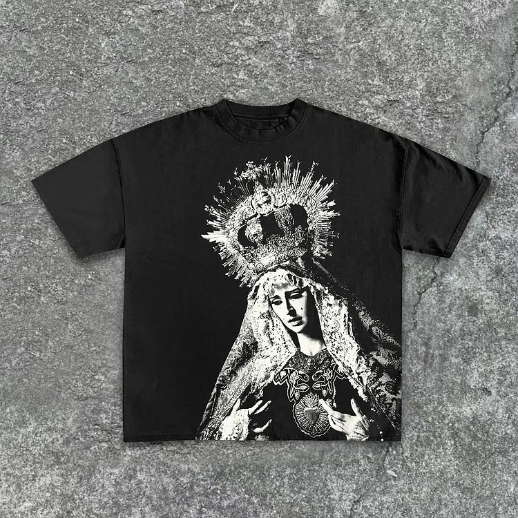 Vintage The Scriptures of the Blessed Virgin Mary Print 100% Cotton T-Shirt