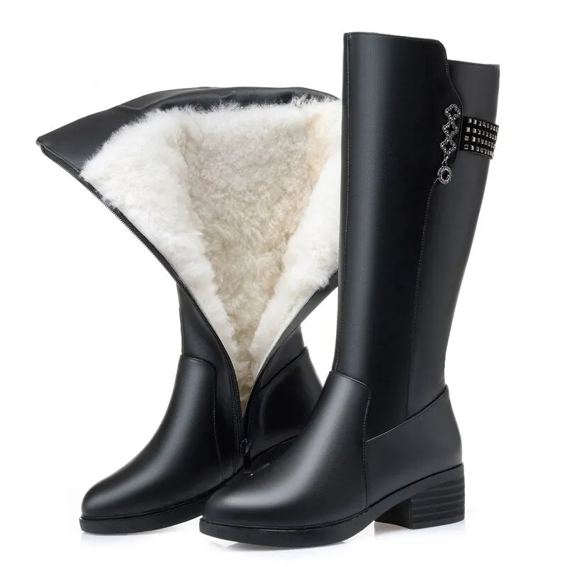 GKTINOO Women Long Boots 2022 New Genuine Leather Female Winter Boots Fashion Big Size 35-43 Wool Thick Snow Shoes Women