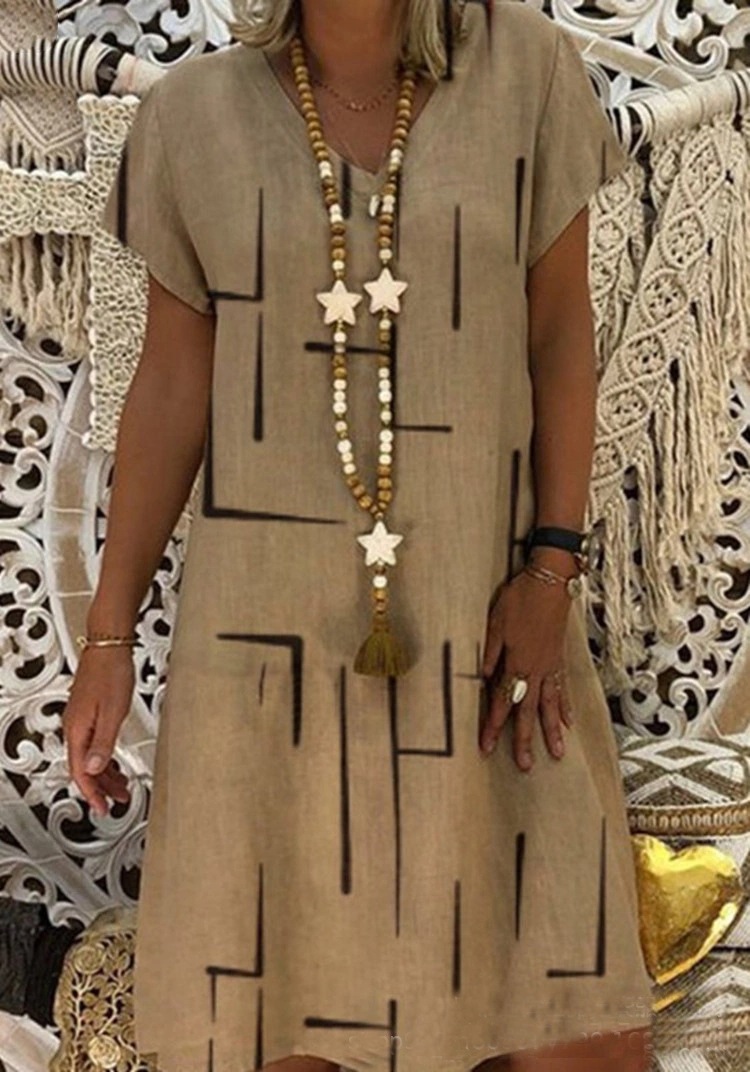 Printed v-neck dress