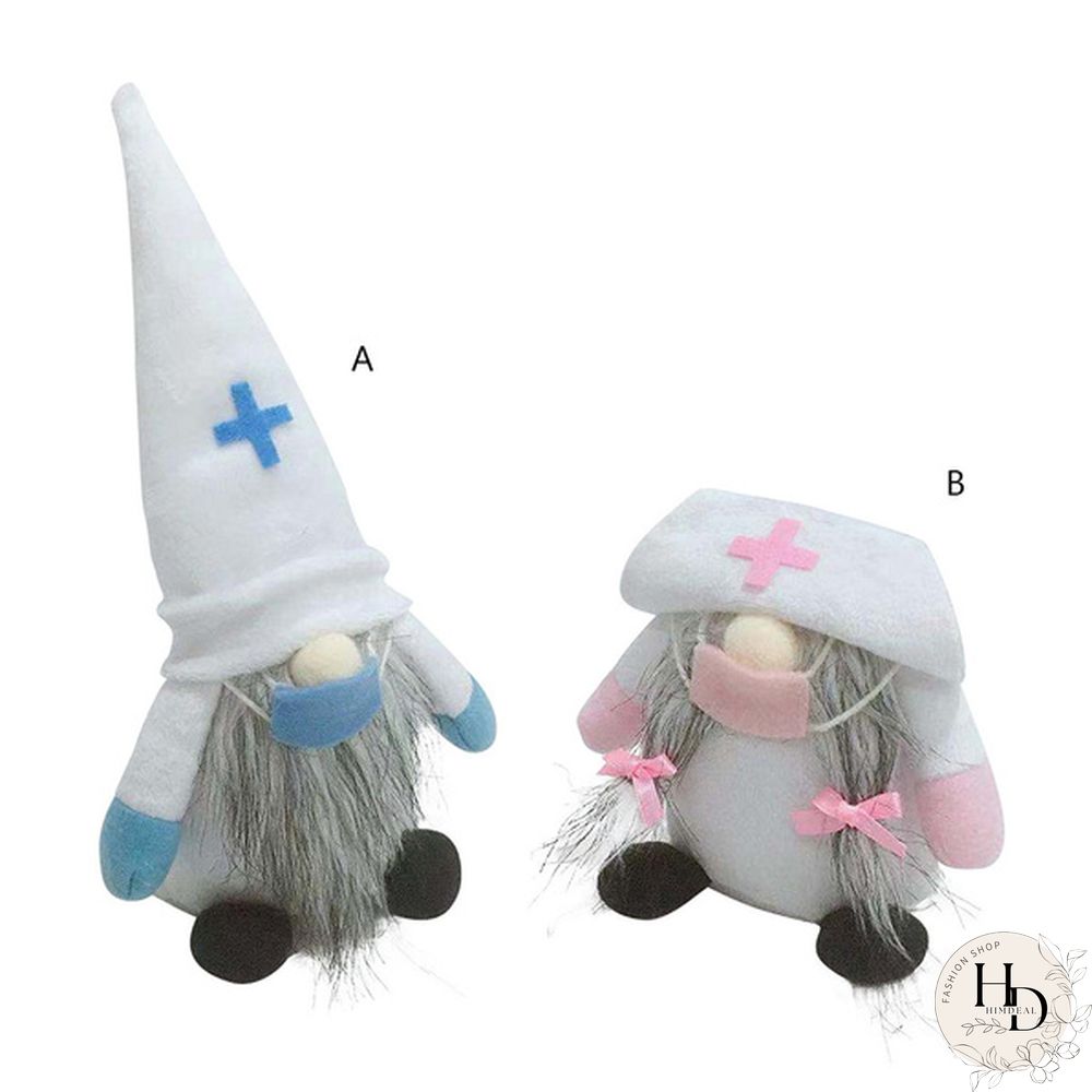 Cute Doctor Nurse Dwarf Doll Ornaments Gnome Handmade Elf Home Farmhouse Kitchen Decor Festive Party Shelf Tiered Tray Decorations Supplies Qee