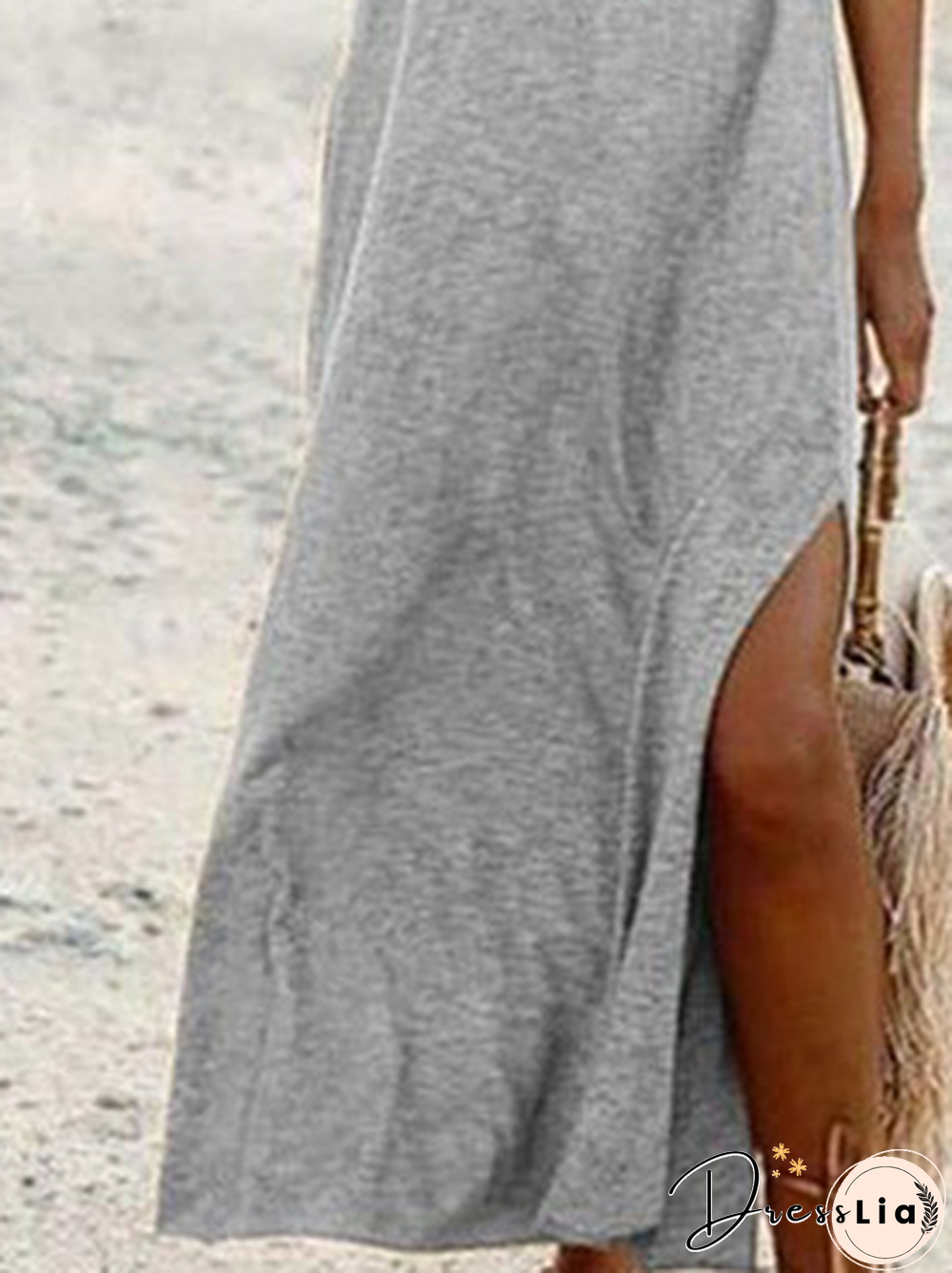 Casual V Neck Loosen Short Sleeve Knit Dress