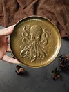 Cthulhu Brass Tray, Decorative Round Tray, Vintage Brass Tray, Storage Tray