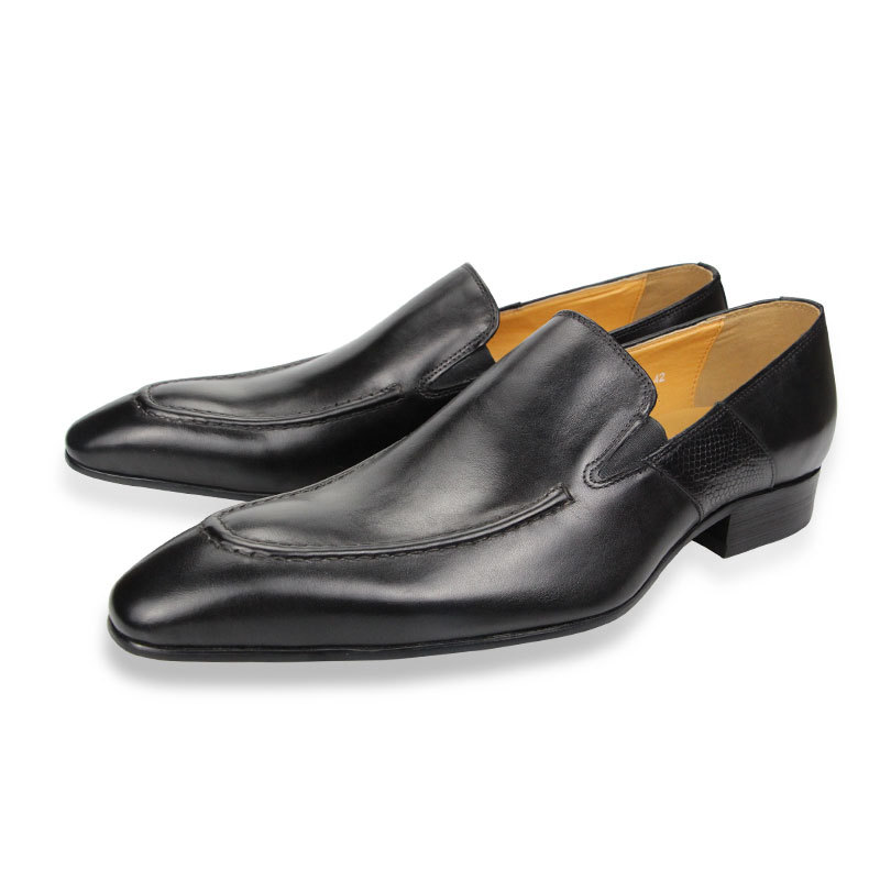 VCSHOES Purely Genuine Cow Leather Men Sapato Social Shoes Formal Wedding Man Dress Black Brown Loafers Plus Size Pointed Shoes