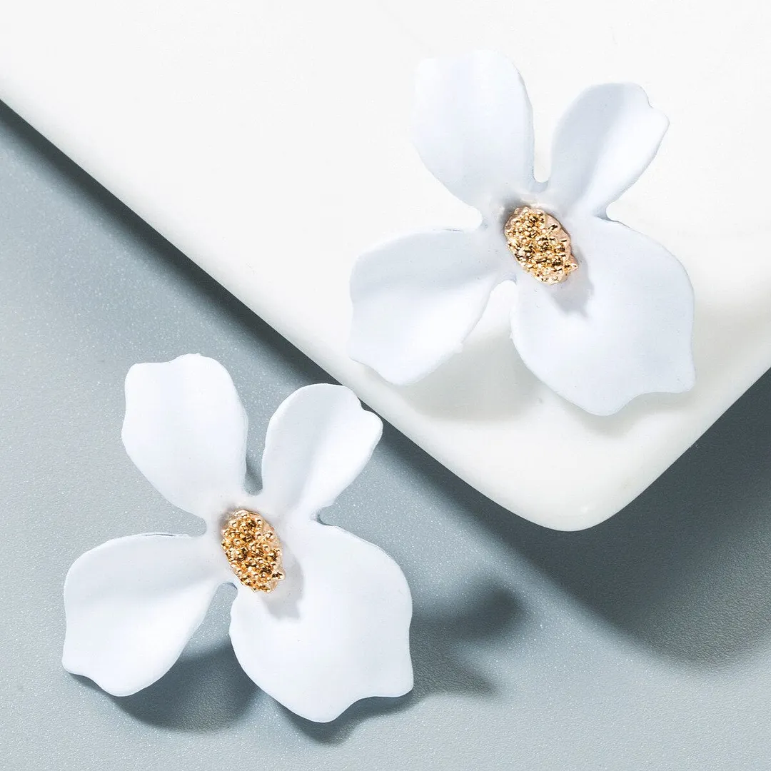 Dvacaman Bohemian Cute Long Double Layer Flower Statement Drop Earrings Women Summer Beach Party Metal Pendant Earrings Jewelry