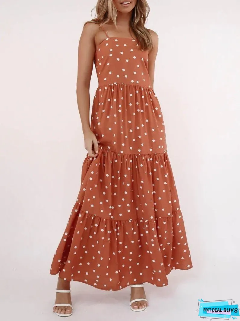 Big Wave Polka Dot Suspender Dress