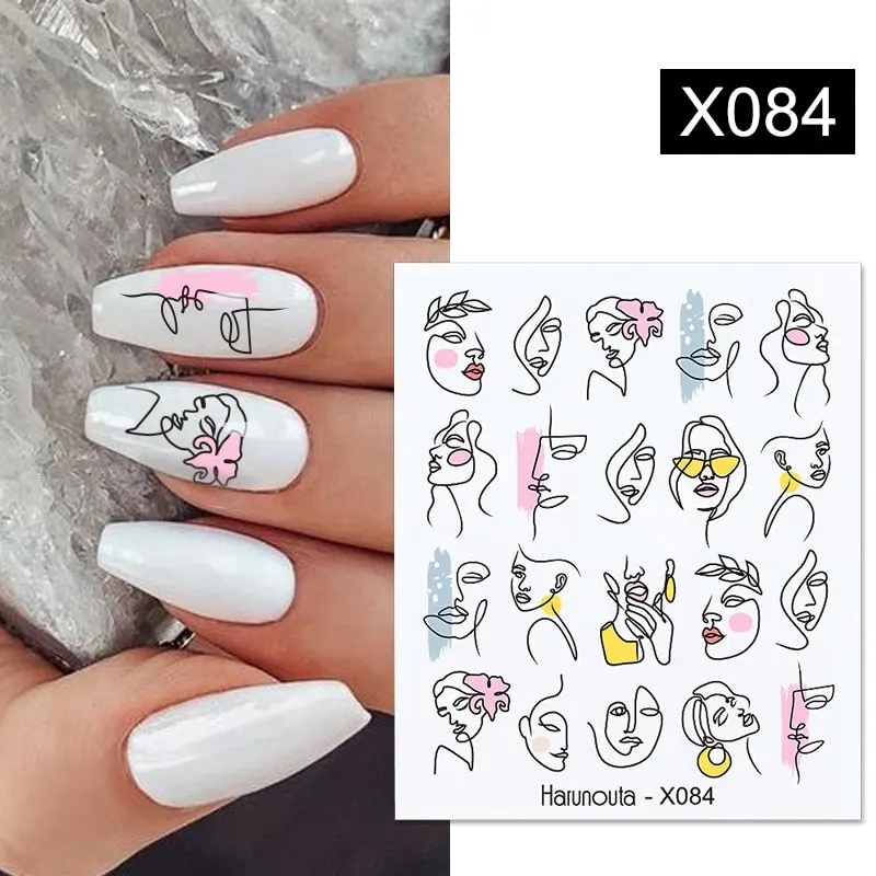 1Pc Spring Water Nail Decal And Sticker Flower Leaf Tree Green Simple Summer DIY Slider For Manicuring Nail Art Watermark
