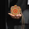 (US Local)Mandala Diamond Painting Mirror Bag Rhinestone Jewelry Box for Women (Gold)