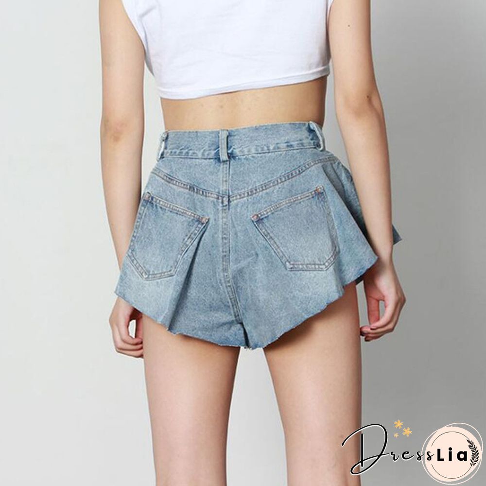 New Fashion Summer Autumn Sexy Lace-up Mid Waist Pockets Zipper Loose Mini Denim Shorts Women Plus SizexXXL