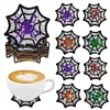 8pcs/set DIY Diamond Art Halloween Art Diamonds Coaster with Holder Kits (Cobweb)