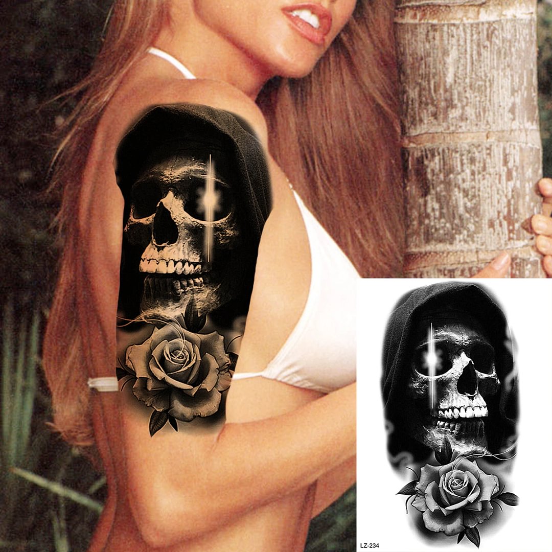 Sdrawing Peony Flower Temporary Tattoos For Women Adults Realistic Compass Moon Pendant Fake Tattoo Sticker Arm Body Tatoos