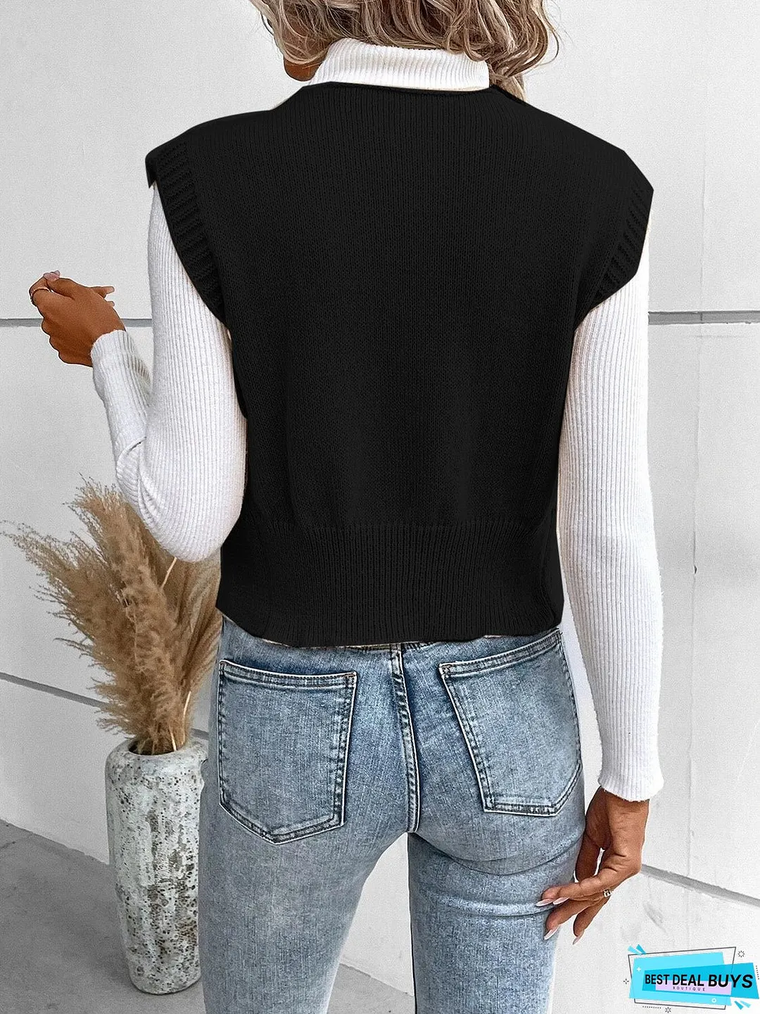Full Size Button Up V-Neck Sweater Vest