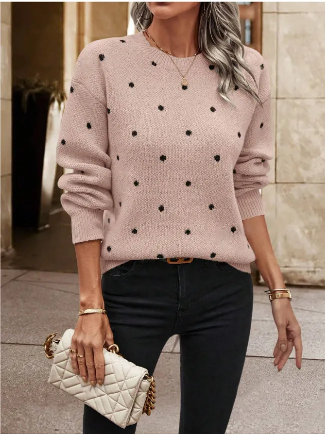 Athvotar Athvotar Point T-Shirt With Long-Sleeved Knitted Jersey Temperament Elegant Loose Sweater