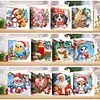 (US Local)12PCS DIY Xmas Pattern Rhinestone Diamond Art Mosaic Postcards for Celebrations