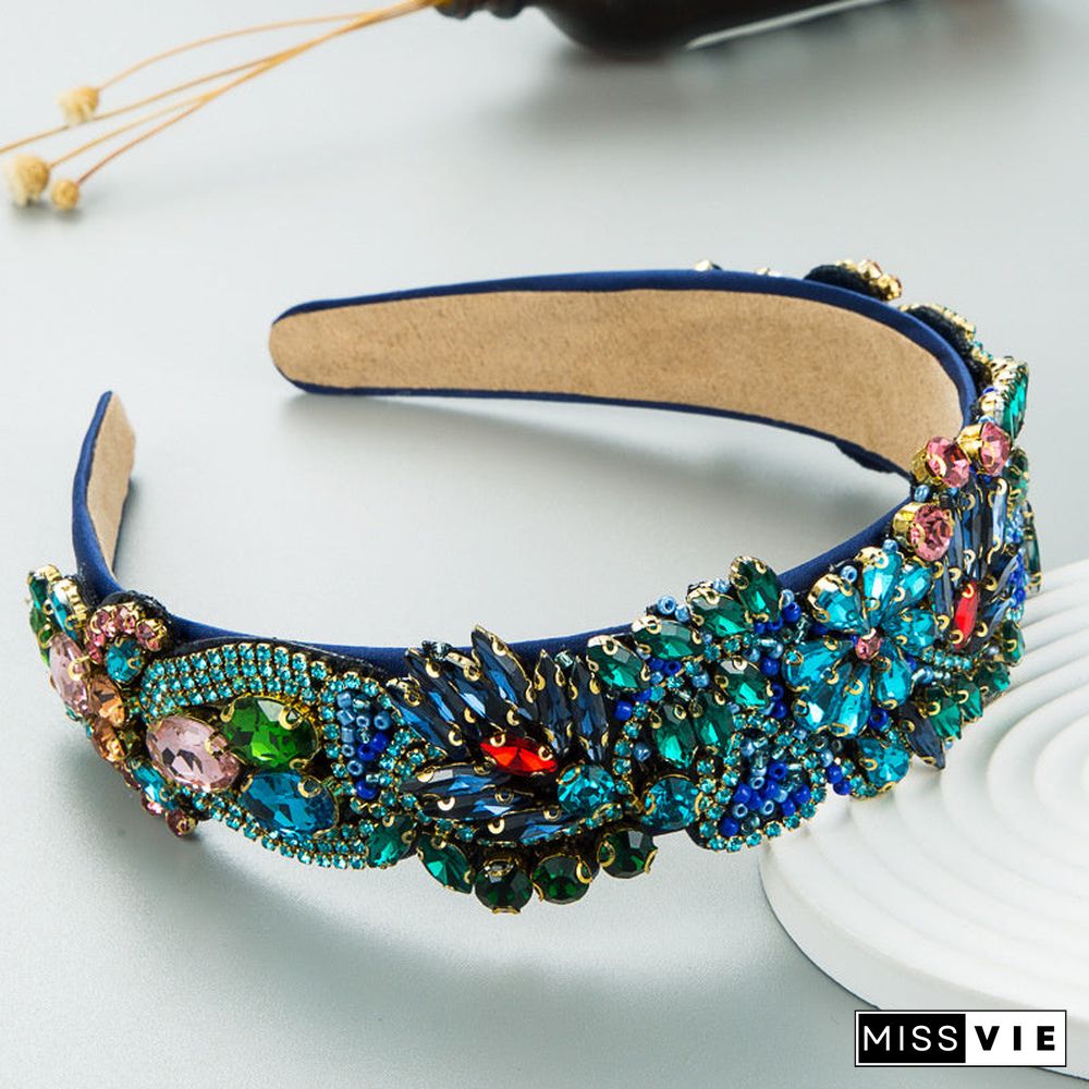 Women's Retro Style Exaggerated Colorful Rhinestone Headband