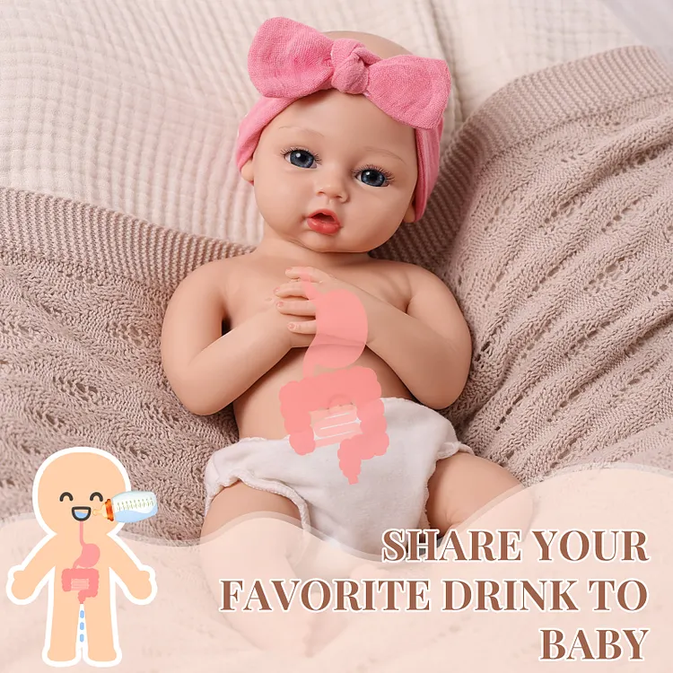 [Drink and Wet System]Babeside Phoebe 16" Realistic Silicone Smiling Baby Little Infant Girl Companion For Peace