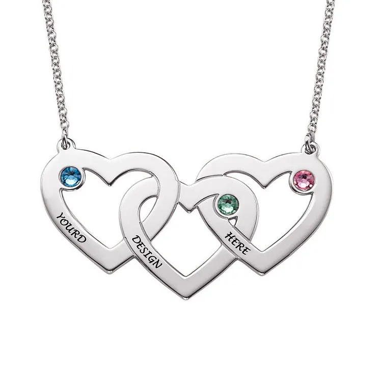 Personalized Design Three Heart Interwoven Necklace