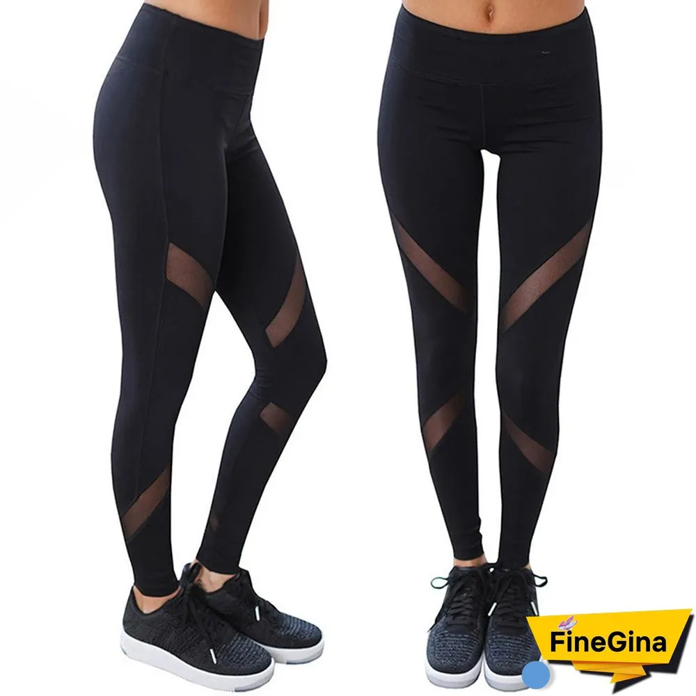 X-Shaped Mesh Slim-Fit Leggings Running Fitness Nine-Point Pants