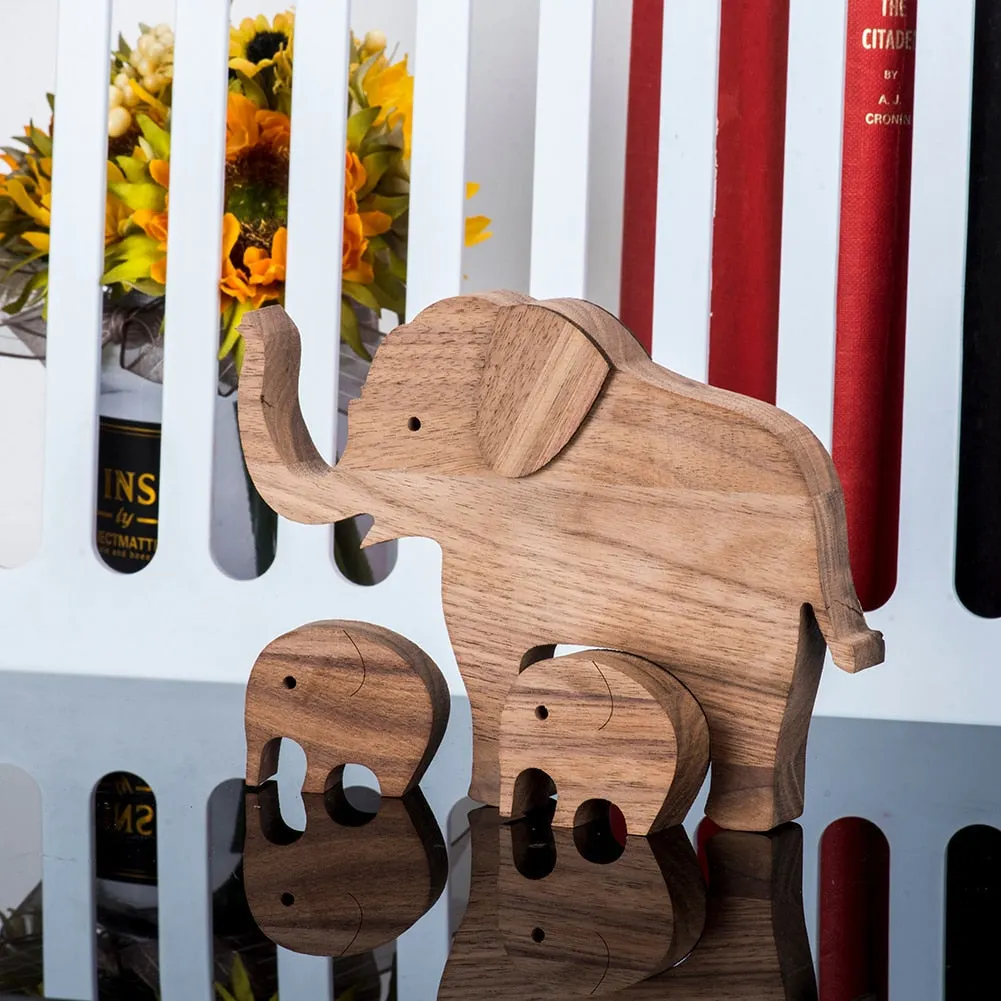Family Puppy Wood Dog Craft Figurine Desktop Table Ornament Carving Model Creative Home Office Decoration Love Pet sculpture 515-1