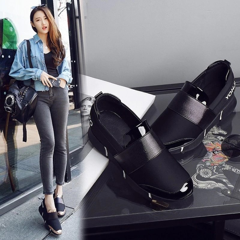 Qengg Women Femine Slip-On Casual Thicken Soft Soled Plimsolls Moccasin Zapatillas Flat Lazy Leisure Flattie Shoes A157