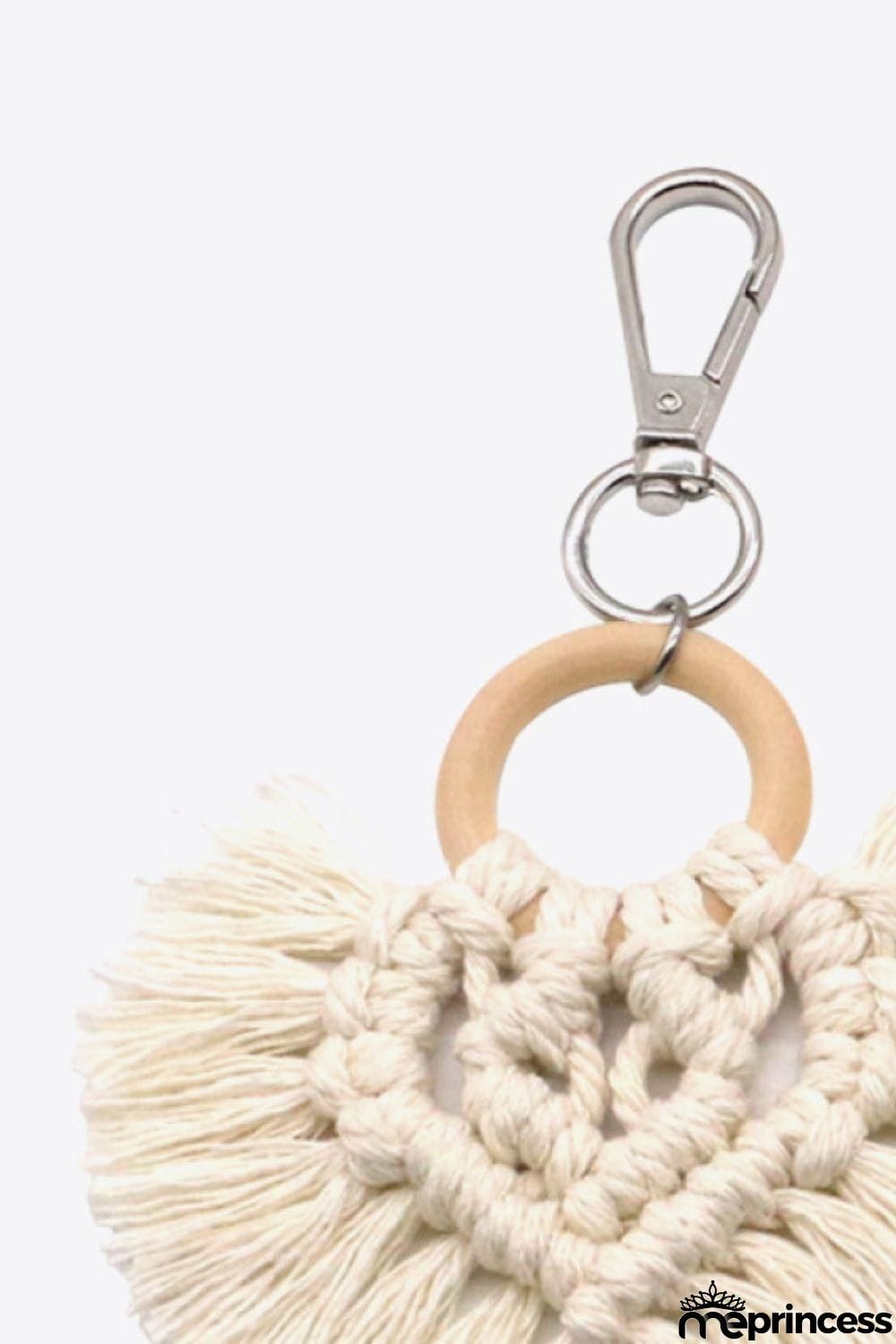 Assorted 4-Pack Heart-Shaped Macrame Fringe Keychain