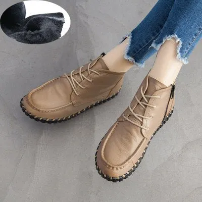 GKTINOO 2022 Vintage Style Genuine Leather Women Boots Flat Booties Soft Cowhide Women's Shoes Ankle Boots zapatos mujer