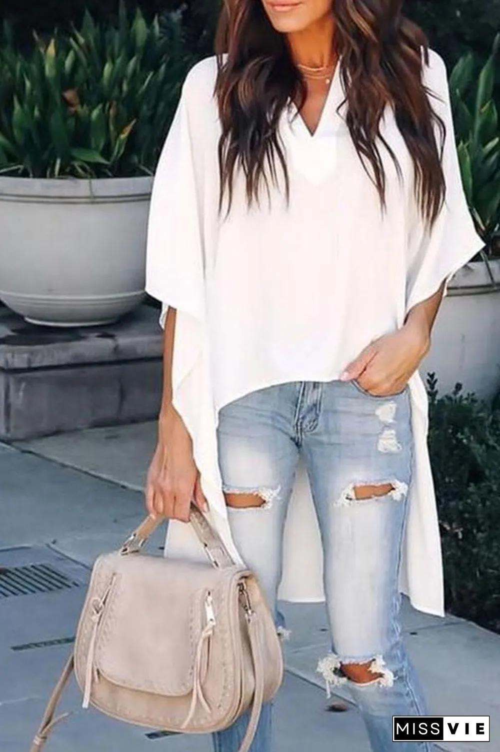 V-neck Loose Raglan Top (5 Colors) P16268