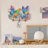 (US Local)Wooden Special Shaped Flowers Butterflies Diamond Art Craft Wall Hooks for Home