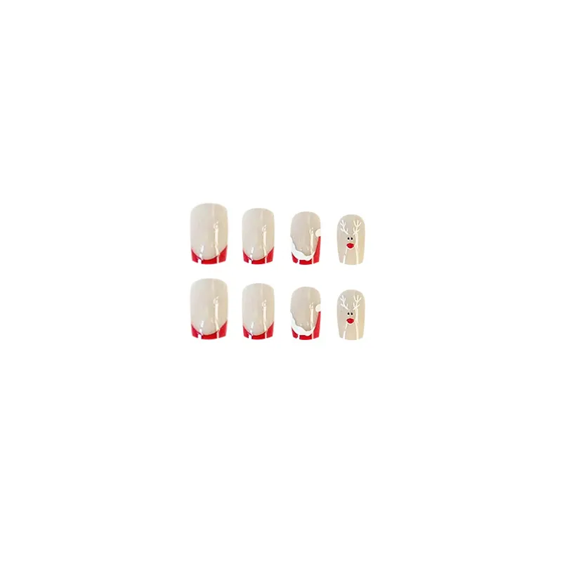 Churchf Churchf A Light Powder Cartoon Christmas Nail Patch Christmas Hat Elements Finished A Second Wear 24 Pieces Box