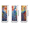 (US Local)3Pcs Special Shape Peacock 5D DIY Diamond Painting Bookmark with Pendants Craft Kit