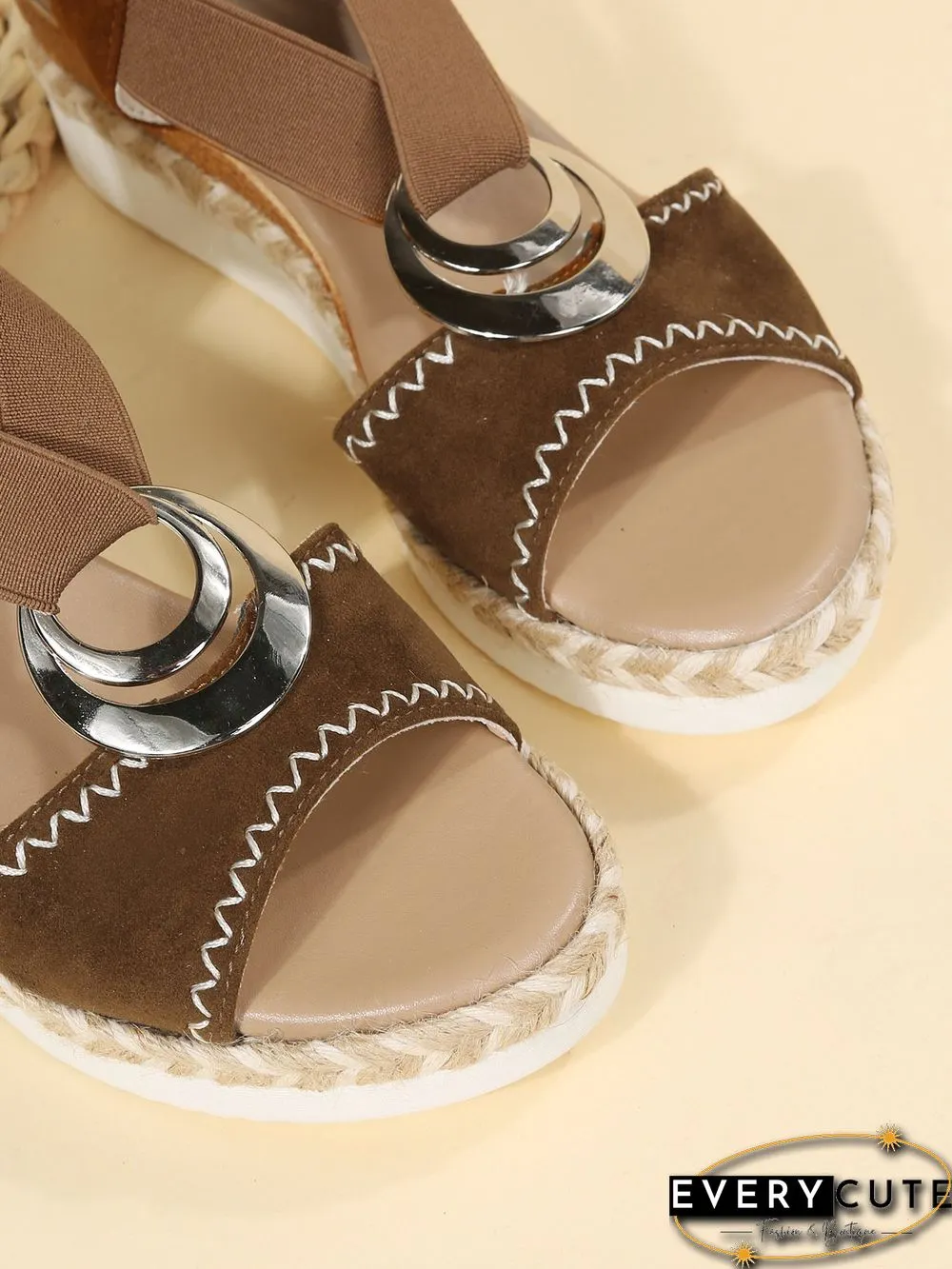 Metal Woven Wedge Platform Roman Sandals