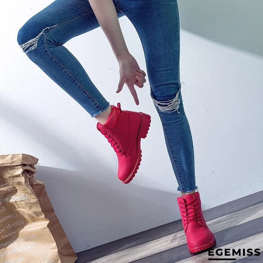 Autumn Early Winter Shoes Women Flat Heel Boots Fashion Keep warm Women's Boots Brand Woman Ankle Botas | EGEMISS