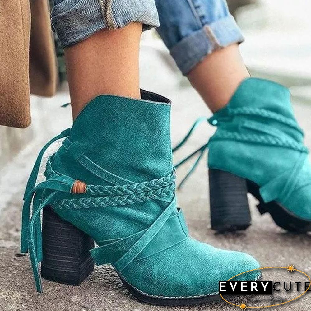 Winter Women Thick Heel Ankle Boot