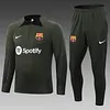 2023/2024 Barcelona Half-Pull Training Suit Army Green Jersey  Set love fball