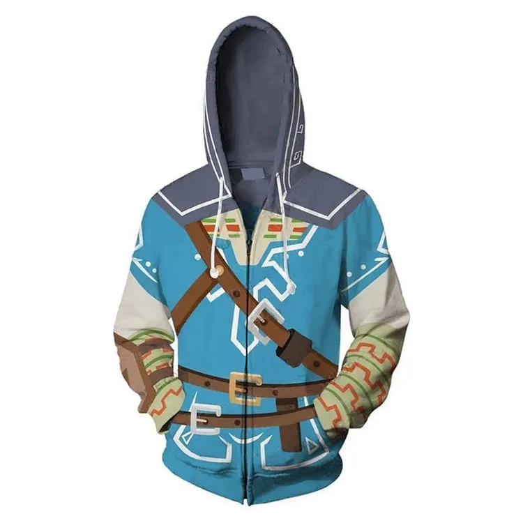 The Legend of Zelda 2023 Link Blue Hoodie Coat Outfits Cosplay Costume Halloween Carnival Suit
