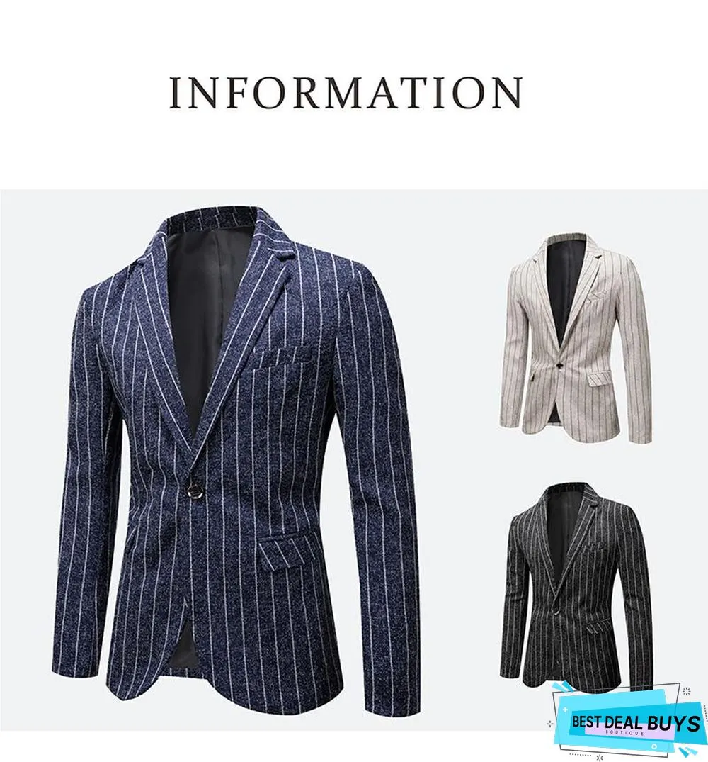 Men Jacket Blazers Stripe Suit Fashion Man Groom Business Causal Formal Blazer Jackets