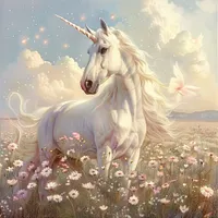 Unicorn in the Flower Patch - Diamond Painting