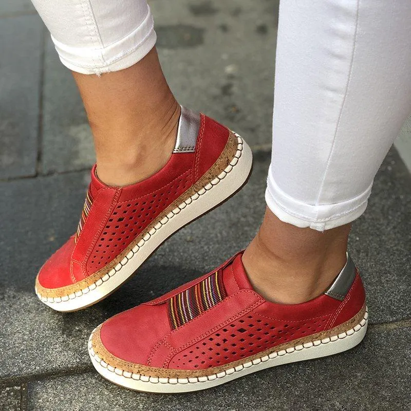 2020 Spring Slip On Sneakers Shallow Loafers Women Vulcanized Shoes Breathable Hollow Out Female Casual Flats Ladies Comfortable