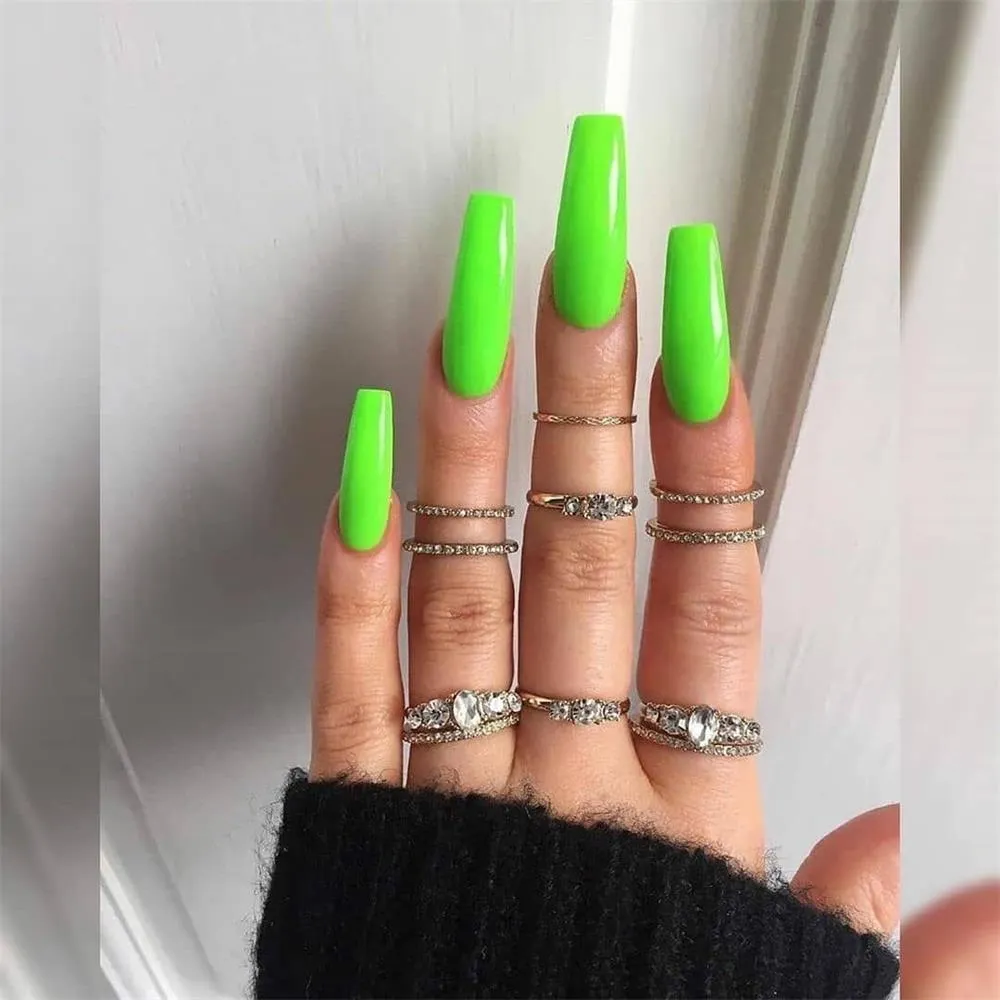 Fashion 24Pcs/Set False Nail Tips Matte Full Cover Long Ballet  Fake Nails With Glue Nail Art Manicure French Manicure Tools