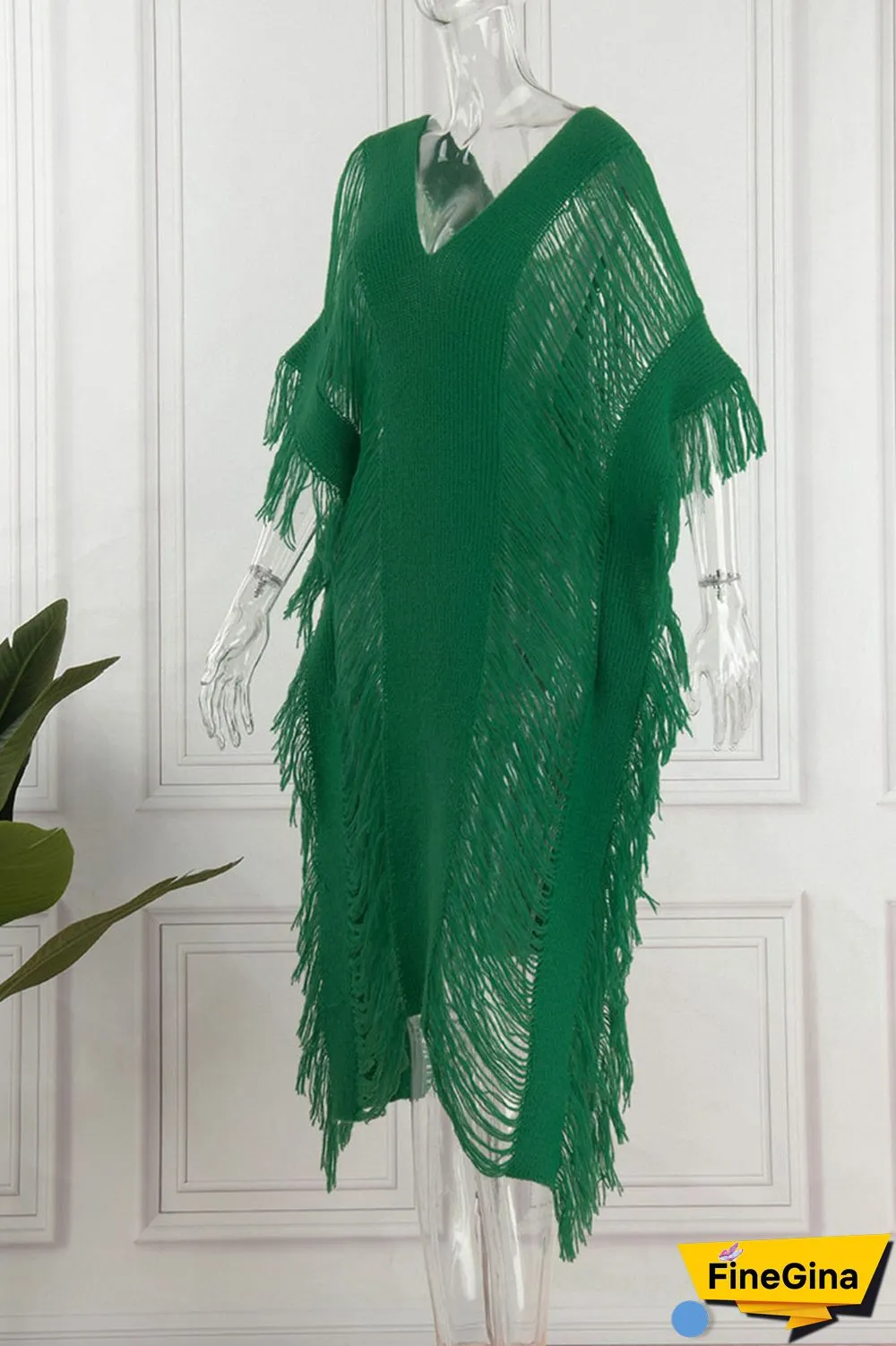 White Sexy Solid Tassel Hollowed Out Patchwork V Neck Beach Dress Two Pieces Set