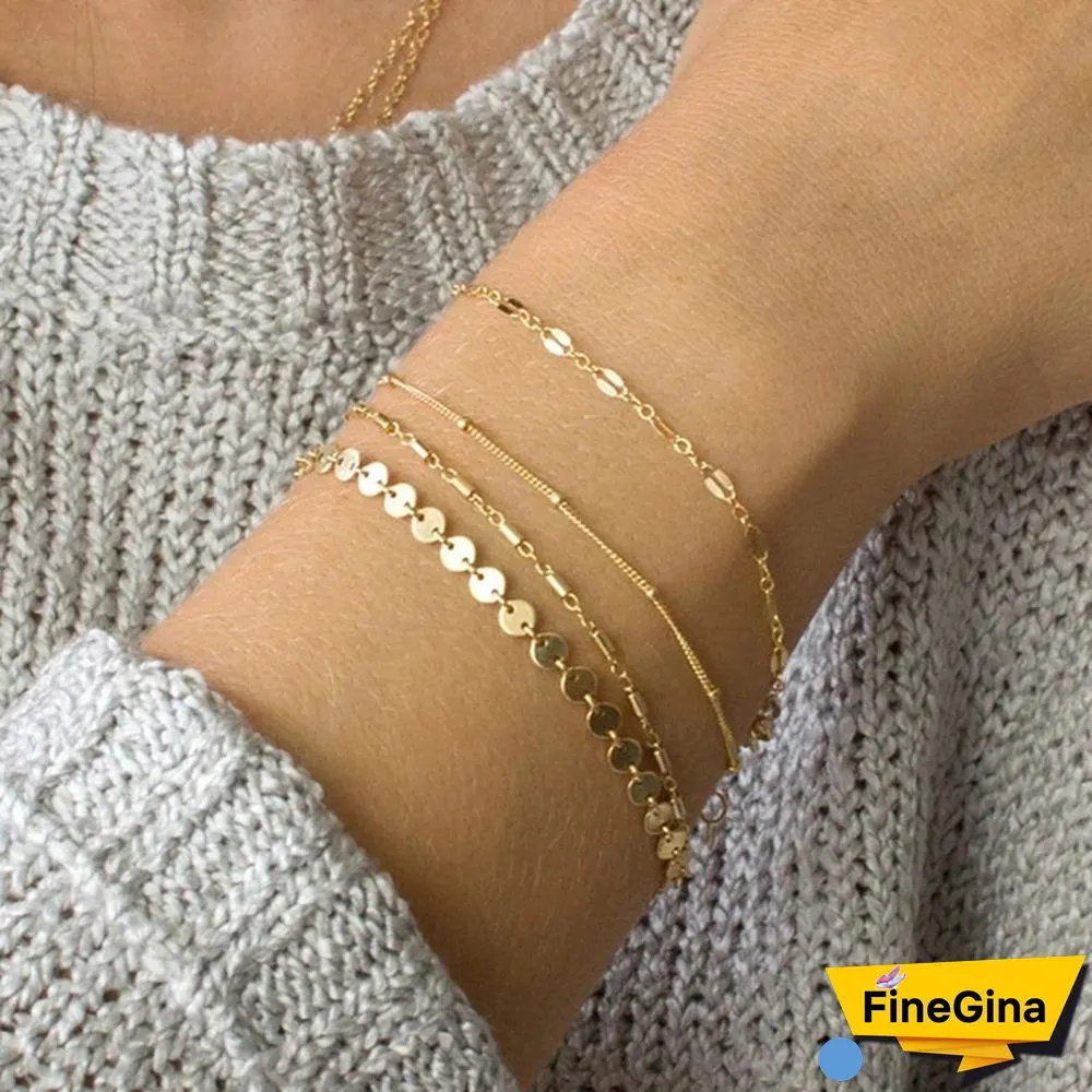 4pcs/set Jewelry New Wild Alloy Double-sided Wear Finger Bracelet