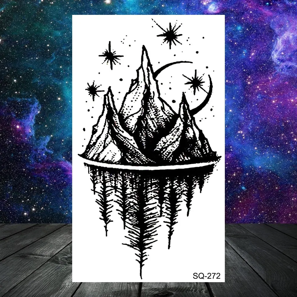 3D Universe Planet Temporary Tattoos For Women Adult Kids Girl Lotus Moon Outer Space Fake Tattoo Neck Arm Hands Small Tatoos