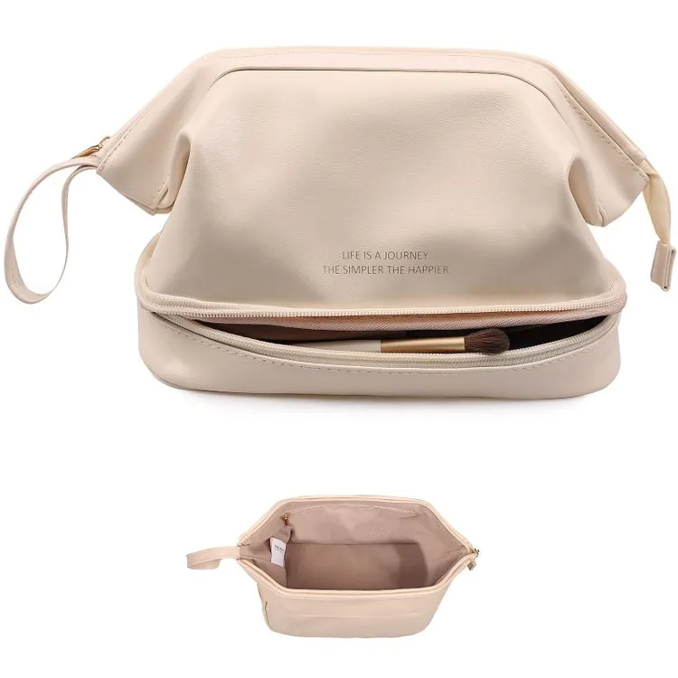 Booxom Leather Cosmetic Bag with Handle and Divider （Buy 2 Free Shipping）
