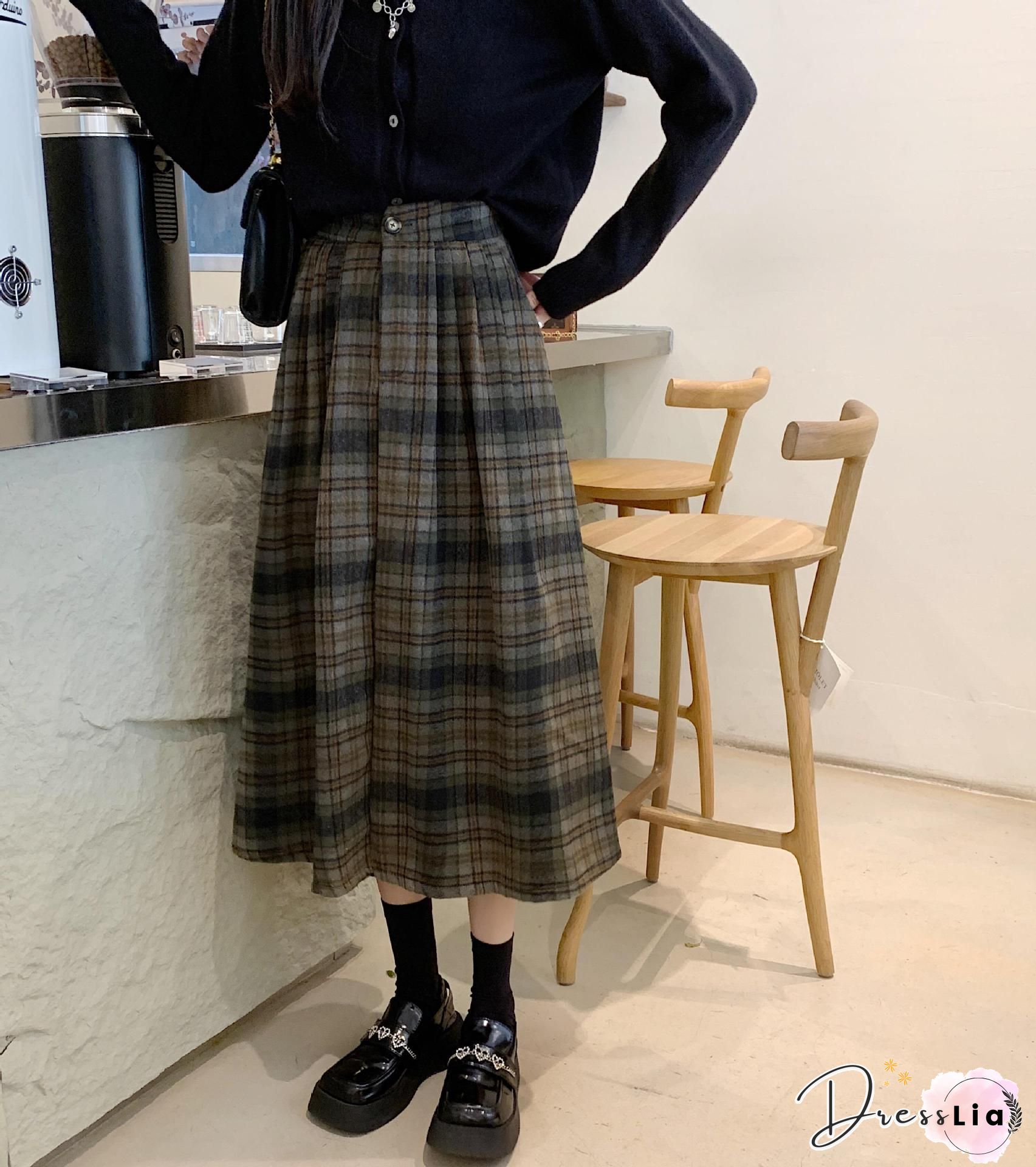 Plaid Printed Vintage Casual A-Line Skirt