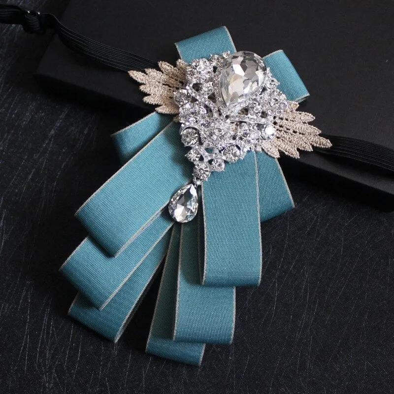 High-grade Handmade Diamond British Style Bow Ties Groom Groomsman Dress Suit Rhinestone Bowtie for Men Wedding Accessories