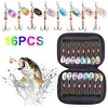 16Pcs Metal Spoon Spinner Fishing Lure Spoonbait Crankbaits for Bass Pike Trout