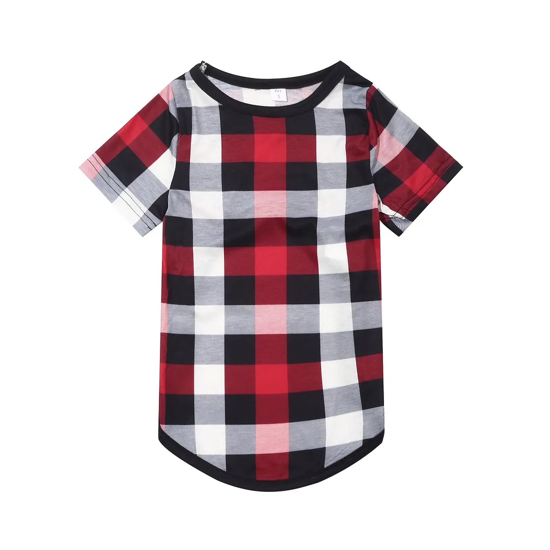 Christmas Cartoon Face Prints Red & Black & Grey & White Plaid Family Matching Pajamas
