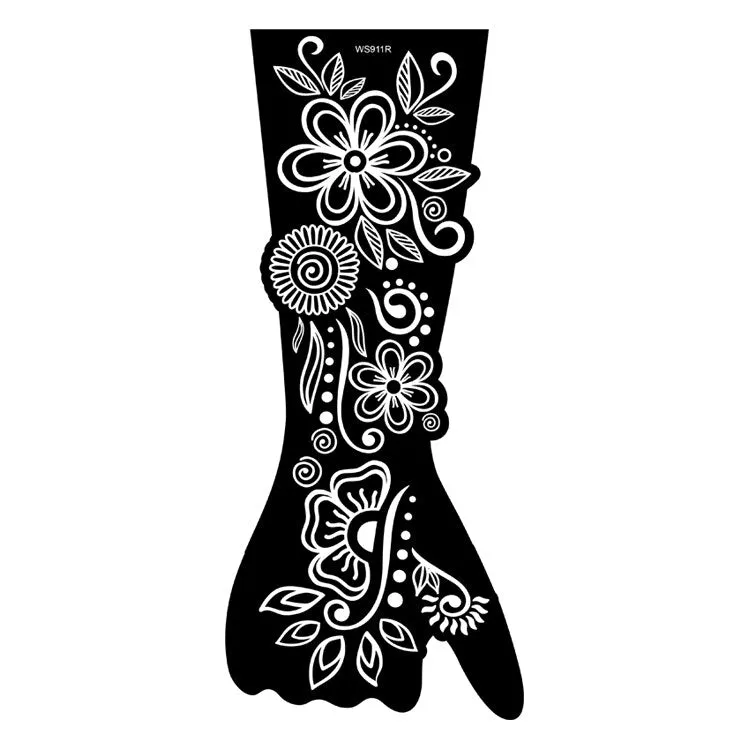 Indian Henna Rose Lace Flower Tattoo Stencil Women DIY Body Legs Arm Art Airbrush Painting Mandala Tattoo Stencil Template