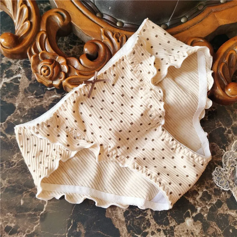2021 Women's Cotton Underwear Sexy Lace Panties Fashion Bow  Briefs Low Waist Seamless Dot Underpants Female Lingerie Cute