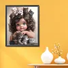 Little Girl And Cat-11CT Stamped Cross Stitch 40*50cm/15.75*19.69in