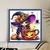 Pumpkin Witch-Partial 11CT Stamped Cross Stitch Bead Embroidery 36*36cm/14.17*14.17in